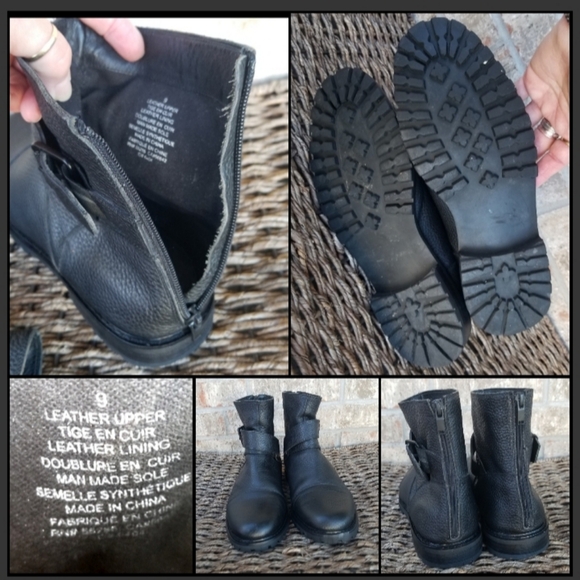 Express BLACK Leather Boots (Mens 9) Zip Up Lug Sole Captoe main image 7